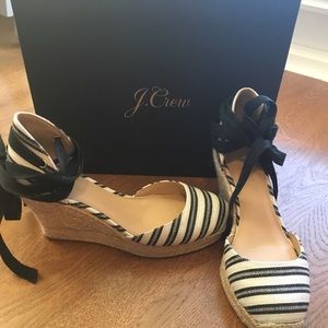 J. Crew espadrille wedges ankle wrap size 5